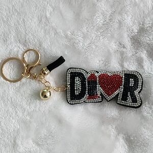 Designer Inspired Black and Red Heart Keychain Bag Charm